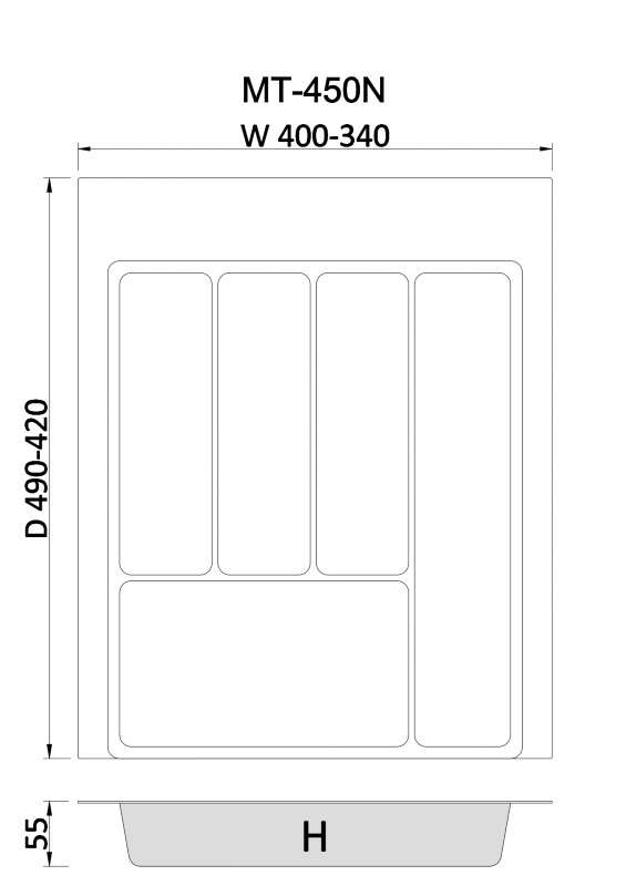  نقشه نظم دهنده کشو PVC Dark عرض 45Cm AUX